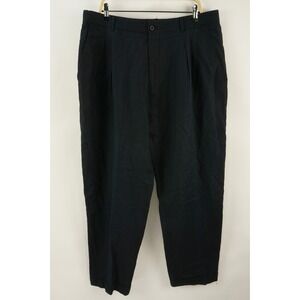 Vintage Smash 100% Linen Men's 38 x 30 Dark Blue Pleated High Rise Trouser Pants